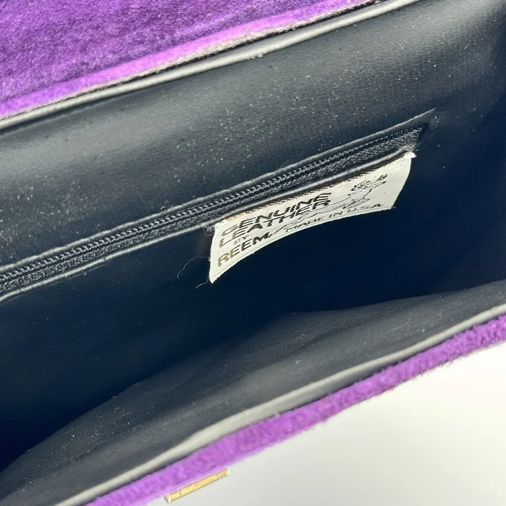 Vintage Reem‎ USA Purple Suede Leather Shoulder Bag 1980s Retro Glam Read